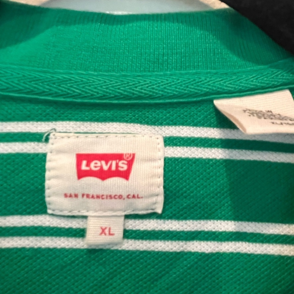 Levi's Green and White Striped Polo Shirt - Picture 3 of 4